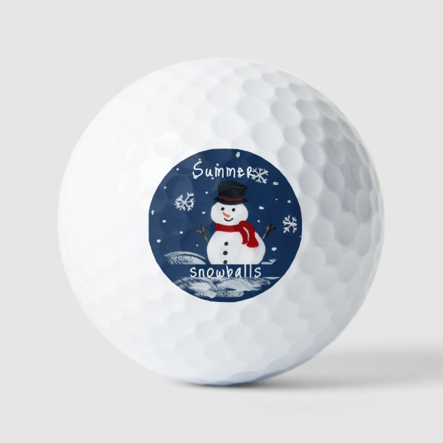 Handgemalte Snowman SNOWBALLS Golfball (Vorderseite)