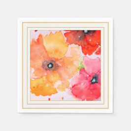 Handgemalte Sommer Florals Abendessen Napkins — Pe Serviette