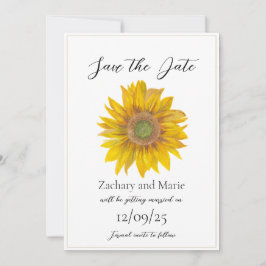 Handgemalte Sonnenblumenkarte Save the Date