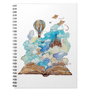Handgemalte Storybook-Flugburg Aquarell Notizblock