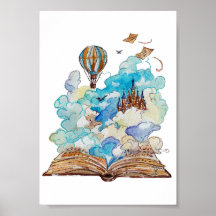 Handgemalte Storybook-Flugburg-Aquarell