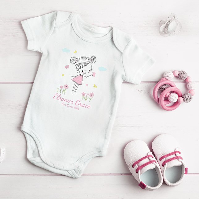 Handgemalte Sweet Girl - Pink Baby Bodysuit Baby Strampler (Von Creator hochgeladen)