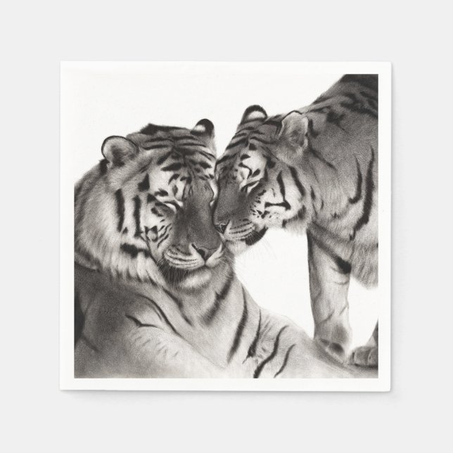 Handgemalte Tiger-Kunst - Wildlife-Wanddeko Serviette (Vorderseite)