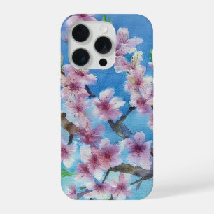 Handgemalte trendige Wasserfarben-Kirschblüten iPhone 15 Pro Hülle