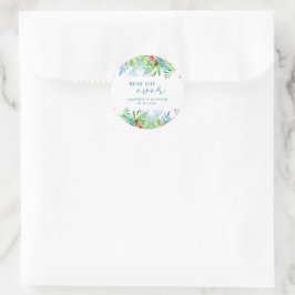 handgemalte Tropische Blume Hochzeit Runder Aufkleber