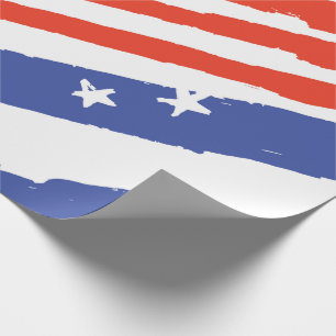 Handgemalte USA-Flaggenstreifen Geschenkpapier