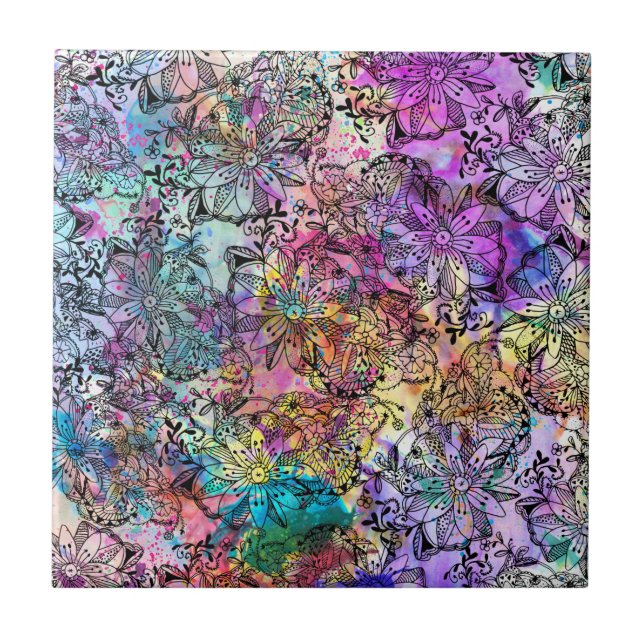 Handgemalte Verwicklung des rosa aquamarinen Fliese (Vorderseite)