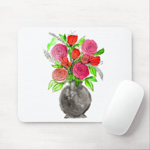 Handgemalte Wasserfarbe Abstrakte Blumenkunst Mousepad
