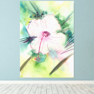 Handgemalte Wasserfarbe-Belizean-Hibiskusblüte Leinwanddruck