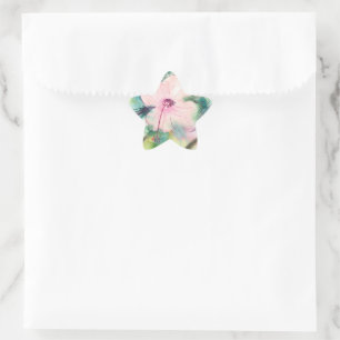 Handgemalte Wasserfarbe-Belizean-Hibiskusblüte Stern-Aufkleber