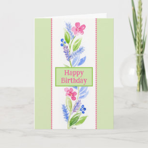 Handgemalte Wasserfarbe-Blumen-GEBURTSTAGS-Grußkar Dankeskarte