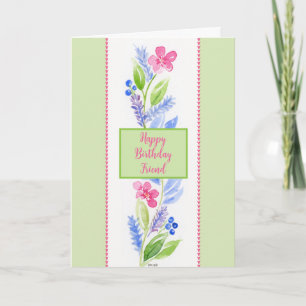 Handgemalte Wasserfarbe Floral BIRTHDAY Freund Dankeskarte