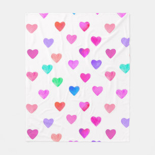 handgemalte Wasserfarbe-Herzen-Muster Valentinstag Fleecedecke