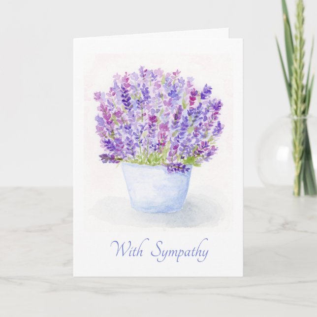 Handgemalte Wasserfarbe Lavendel-Blumen SYMPATHIE (Vorderseite)