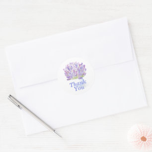 Handgemalte Wasserfarbe Lavendel DANKE Runder Aufkleber