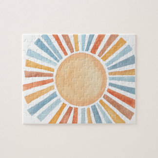 Handgemalte Wasserfarbe Vintage-Sonne Puzzle