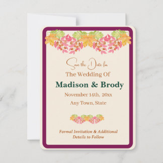 Handgemalte Wasserfarben-Blätter Save the Date Fot