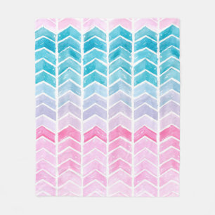 Handgemalte Wasserfarben geometrisch blau und blau Fleecedecke
