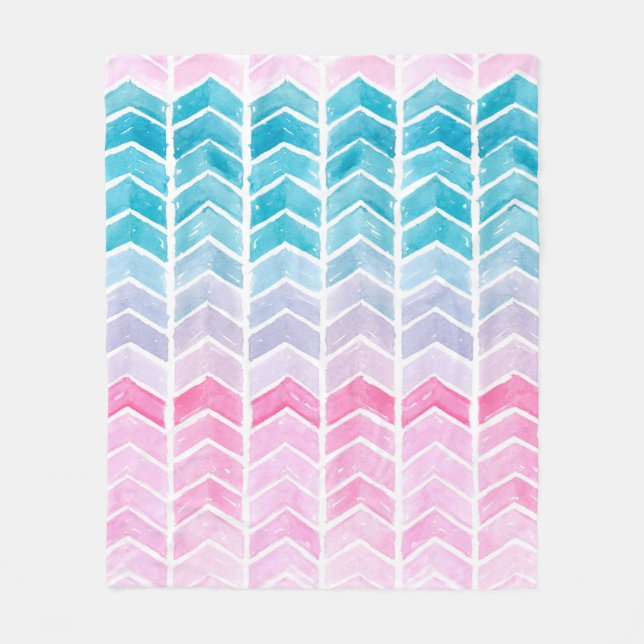 Handgemalte Wasserfarben geometrisch blau und blau Fleecedecke (Vorderseite)