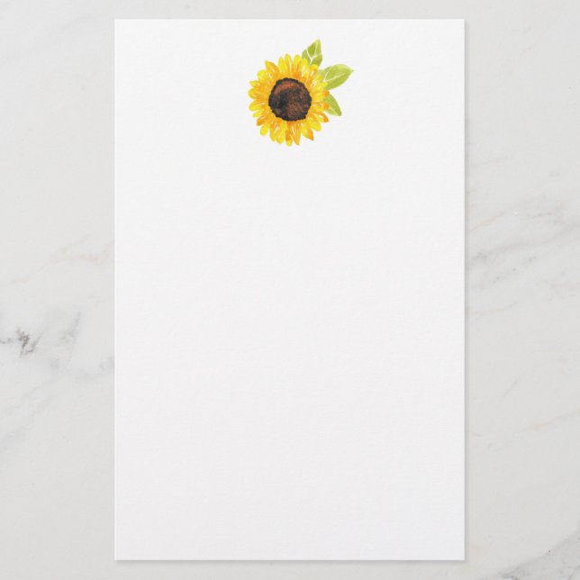 Handgemalte Wasserfarben-Sonnenblume Briefpapier (Vorderseite)