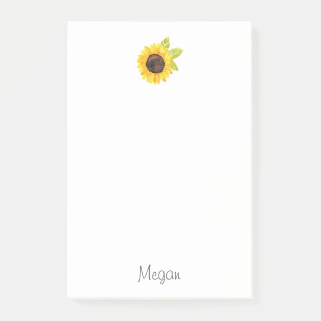 Handgemalte Wasserfarben-Sonnenblume Post-it Klebezettel (Vorderseite)