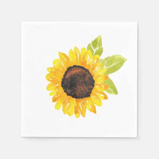 Handgemalte Wasserfarben-Sonnenblume Serviette (Vorderseite)