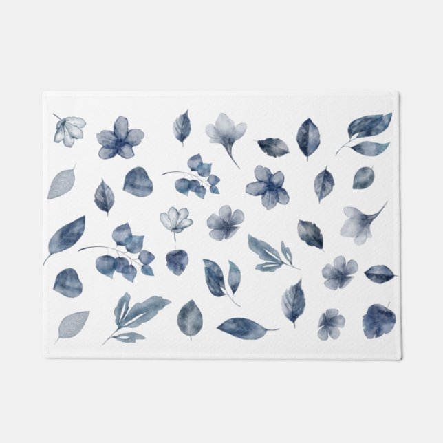 Handgemalte Wasserfarbenelemente in Herbstfarben Fußmatte (Vorderseite)