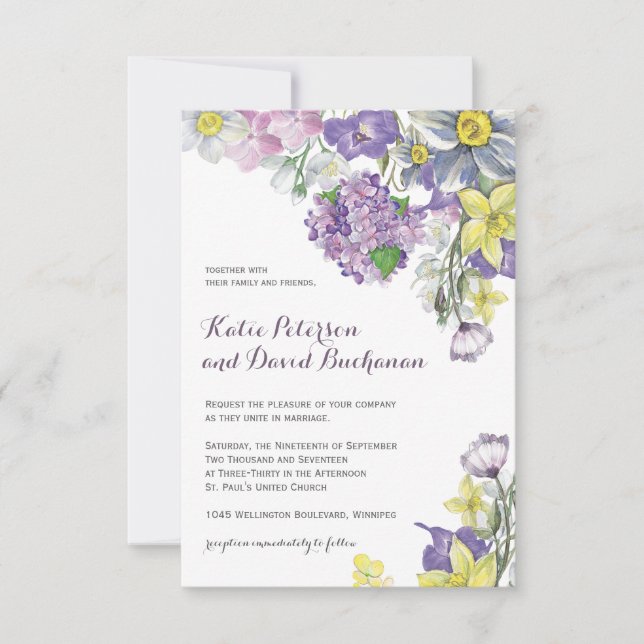 Handgemalte Wasserfarbnarzissennarzisse Einladung (Vorderseite)