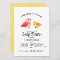 Handgemalte Watercolor Bird Baby Dusche Einladung