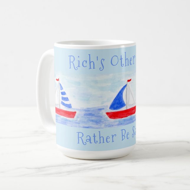 Handgemalte Watercolor Segelboote segeln eher Kaffeetasse (Vorderseite Links)