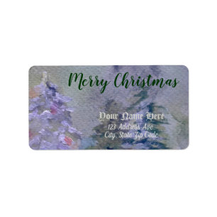 Handgemalte Weihnachtsbaum-Rücksendeadresse Adressaufkleber