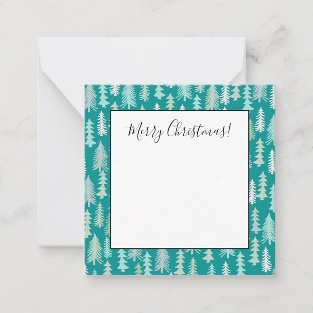 Handgemalte Weihnachtsbaumen Aqua White Blue Aquam Mitteilungskarte (Vorderseite)