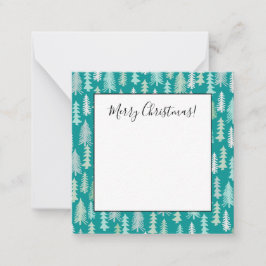 Handgemalte Weihnachtsbaumen Aqua White Blue Aquam Mitteilungskarte