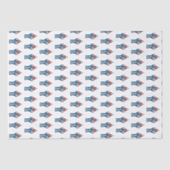 Handgemalte Weihnachtsblauer und Weiße Ingwer Jar Seidenpapier (Vorderseite)