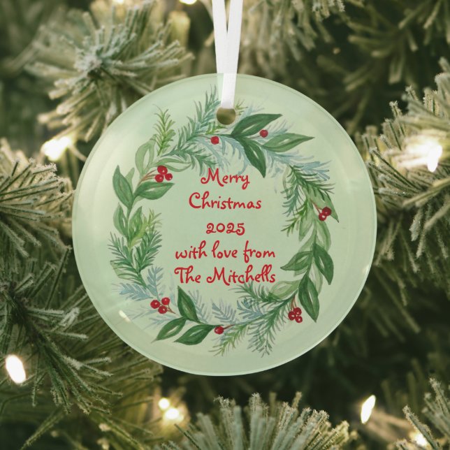 Handgemalte Weihnachtsfeiertage Wreath Ornament Aus Glas (InSitu)