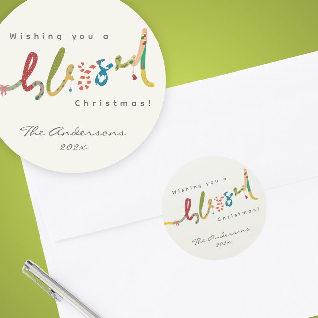 Handgemalte Weihnachtsgrüßaufkleber Runder Aufkleber (Von Creator hochgeladen)