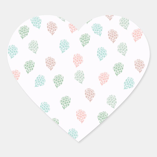 Handgemalte Weihnachtskiefer Cones Multicolor Herz-Aufkleber (Vorderseite)