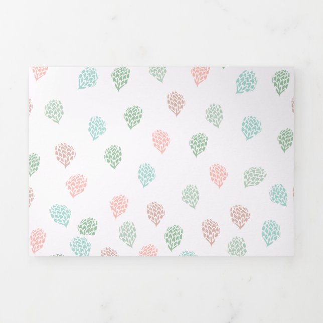 Handgemalte Weihnachtskiefernkonen Pastel Multicol Dreifach Gefaltete Urlaubskarte (Cover)