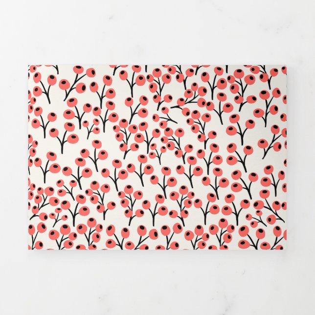 Handgemalte Weihnachtszweige Berries Red White Dreifach Gefaltete Urlaubskarte (Cover)