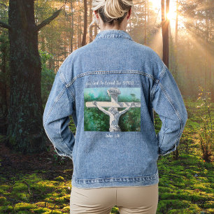 Handgemalte Weiße und Grüntöne " FÜR GOD'' Jeansjacke