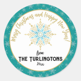 Handgemalte Weißer Wasserfall Schneeflocken Holida Runder Aufkleber