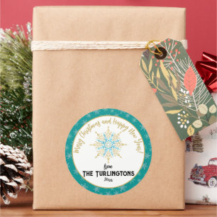 Handgemalte Weißer Wasserfall Schneeflocken Holida Runder Aufkleber