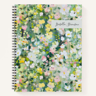Handgemalte Wildblume Personalisiert grün Notizbuch