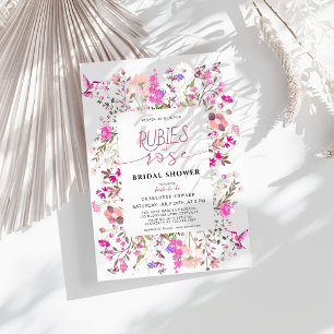 handgemalte Wildblume Ruby Rose Brautparty Einladung