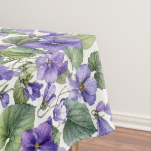 Handgemalte zarte violette Botanicals Tischdecke