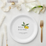 Handgemalte Zitronen mit Blume Hochzeit Pappteller<br><div class="desc">Dieses Hochzeitspapier serviert Eleganz und Stil mit handgemalten Zitronen- und Blume-Illustrationen Set vor einem weißen Hintergrund. Das gemütliche Ambiente dieses Designs macht es zu einer perfekten Ergänzung zu jeder Hochzeit.</div>