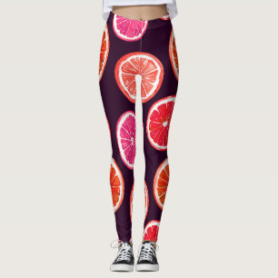 Handgemalte Zitrusfrüchte, dunkles Muster Leggings