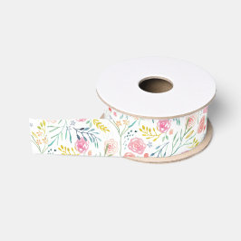 Handgemalter Frühling mit Blumen Ripsband
