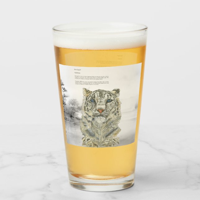 Handgemalter gefährdeter Schneeleopard Glas (Rückseite (gefüllt))
