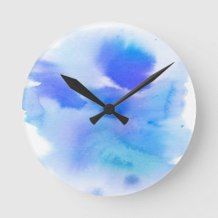 Handgemalter Hintergrund des abstrakten Watercolor Runde Wanduhr